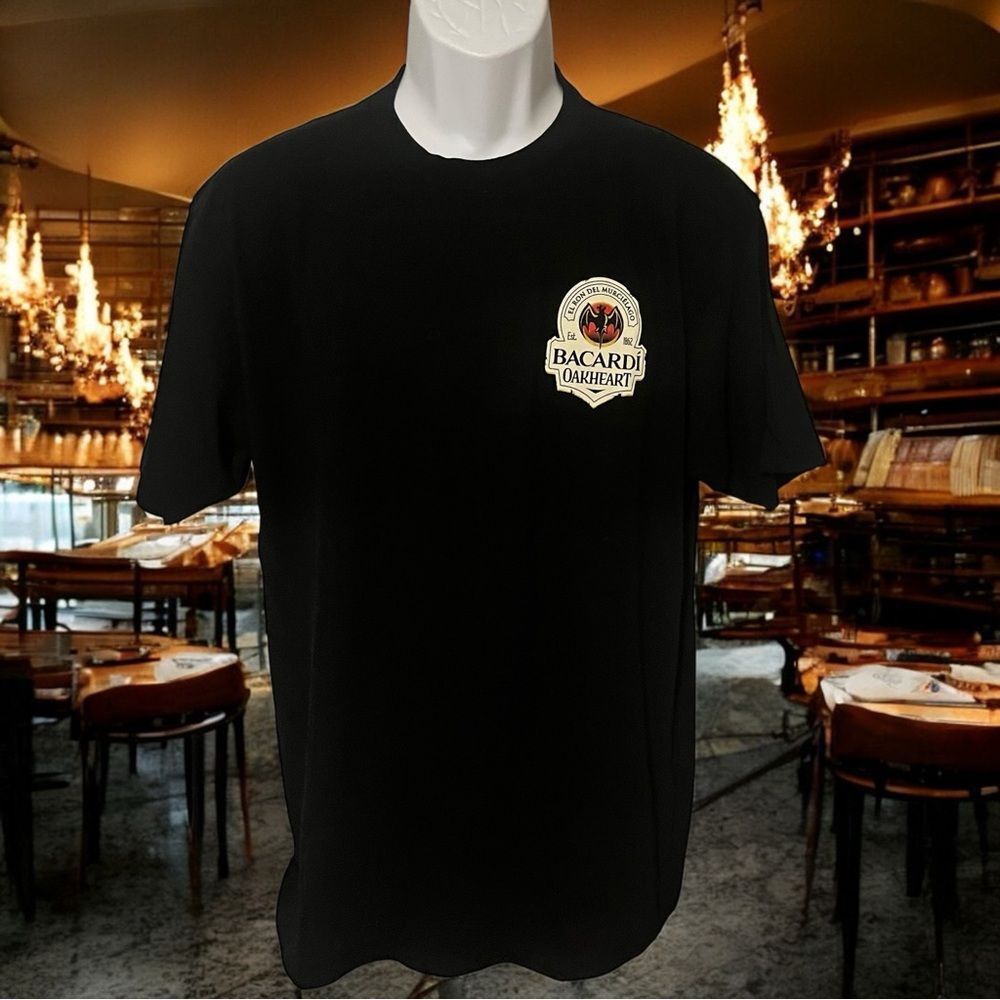 Bacardi Mens Bacardi Oakheart “STOP PIRACY” Black Short Sleeve T-Shirt Size L
